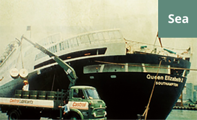 This image represents a century-old brand moving forward into the future, applied in the maritime and ocean-related industry, symbolizing innovation, reliability, and long-standing expertise.